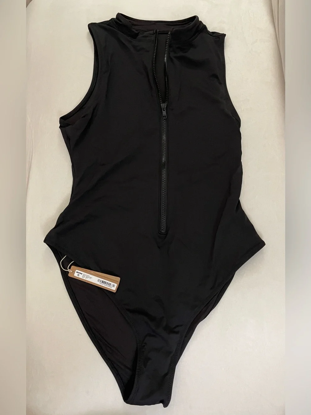 NWT Skims Zip up Sleeveless One Piece Swimsuit Black Onyx Size XL